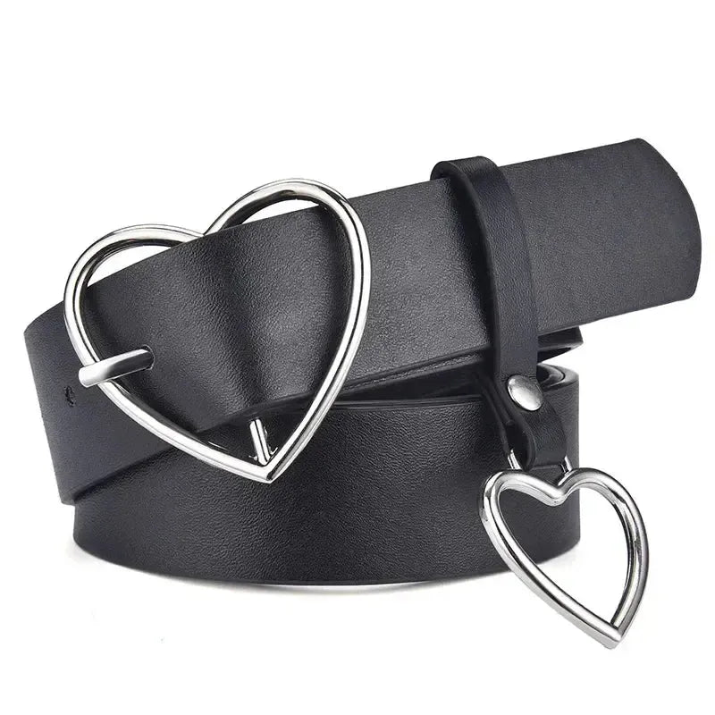 Ceinture large en cuir pour femme – Boucle en forme de cœur