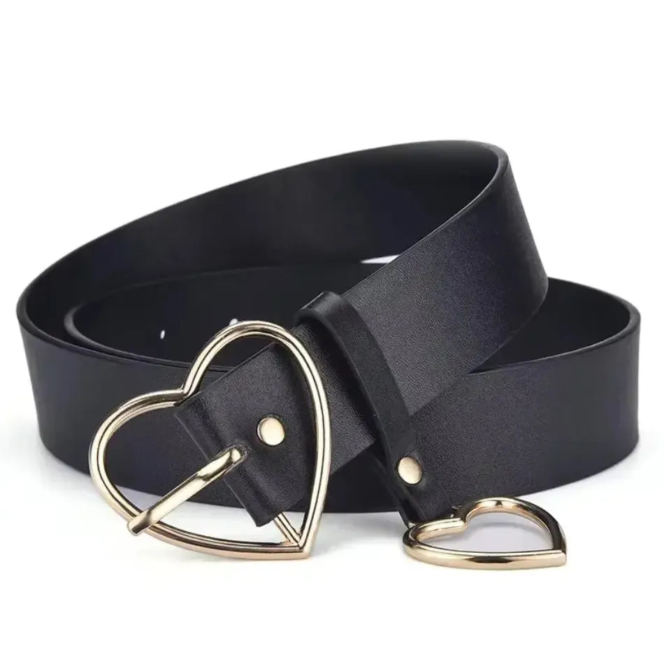Ceinture large en cuir pour femme – Boucle en forme de cœur