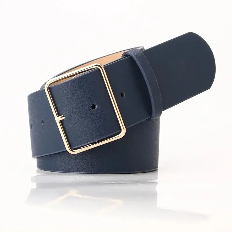 Ceinture large en simili cuir pour femme avec boucle ardillon