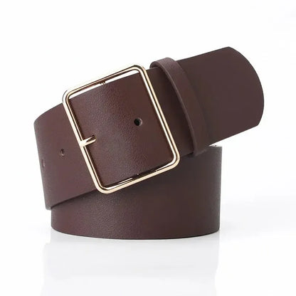 Ceinture large en simili cuir pour femme avec boucle ardillon
