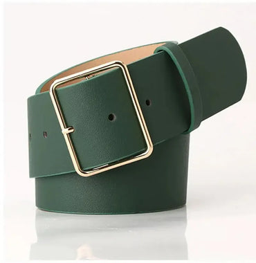 Ceinture large en simili cuir pour femme avec boucle ardillon