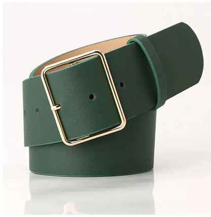 Ceinture large en simili cuir pour femme avec boucle ardillon