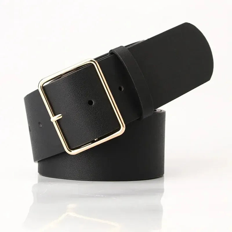 Ceinture large en simili cuir pour femme avec boucle ardillon