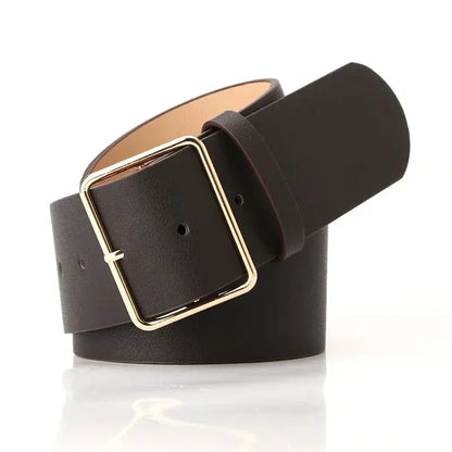 Ceinture large en simili cuir pour femme avec boucle ardillon