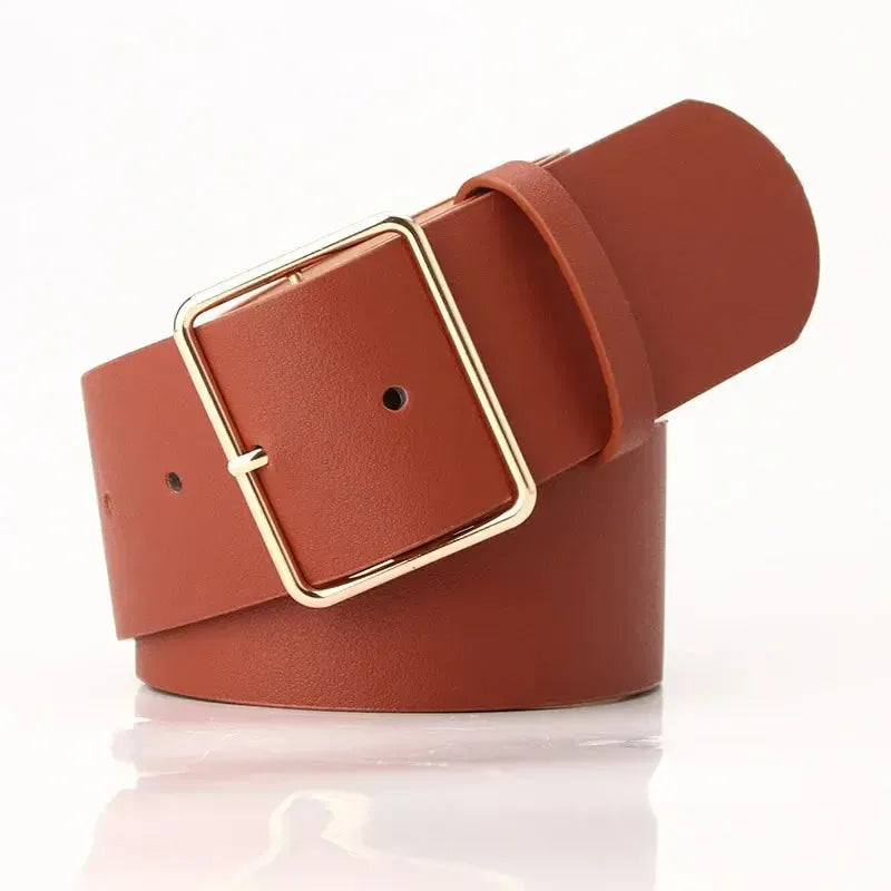 Ceinture large en simili cuir pour femme avec boucle ardillon