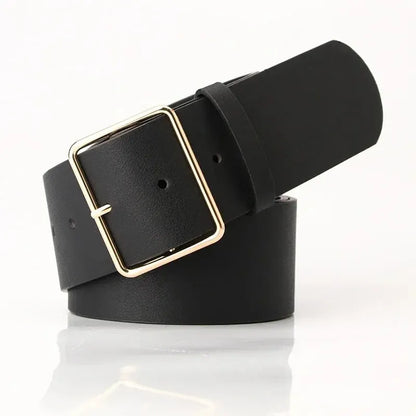 Ceinture large en simili cuir pour femme avec boucle ardillon