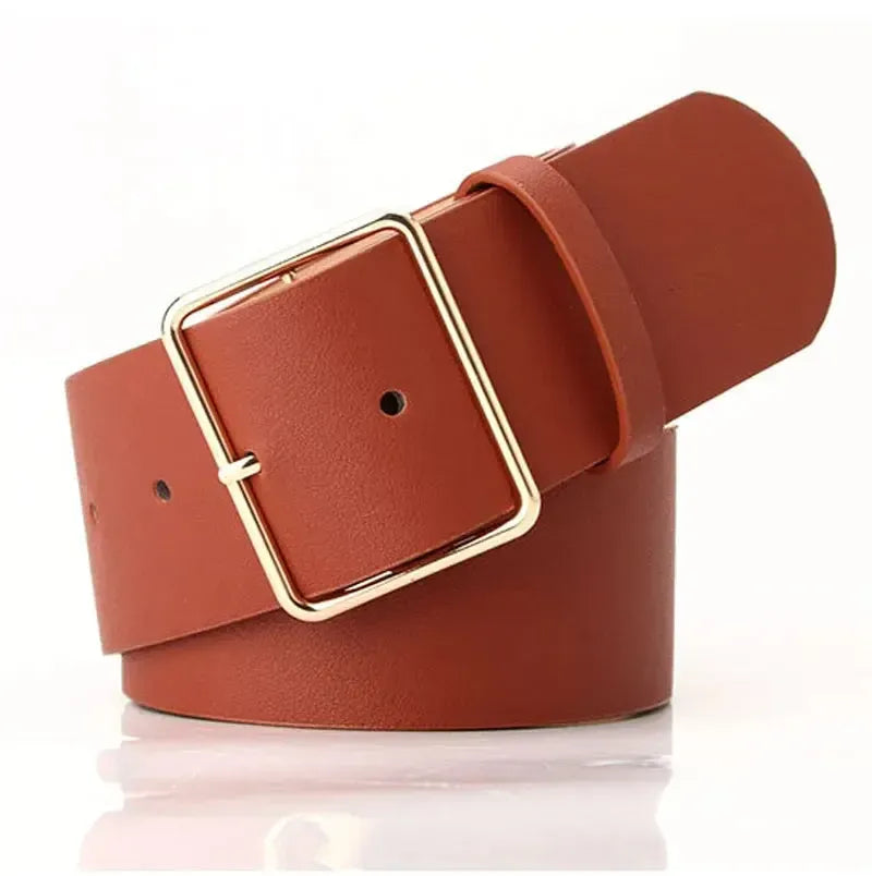 Ceinture large en simili cuir pour femme avec boucle ardillon