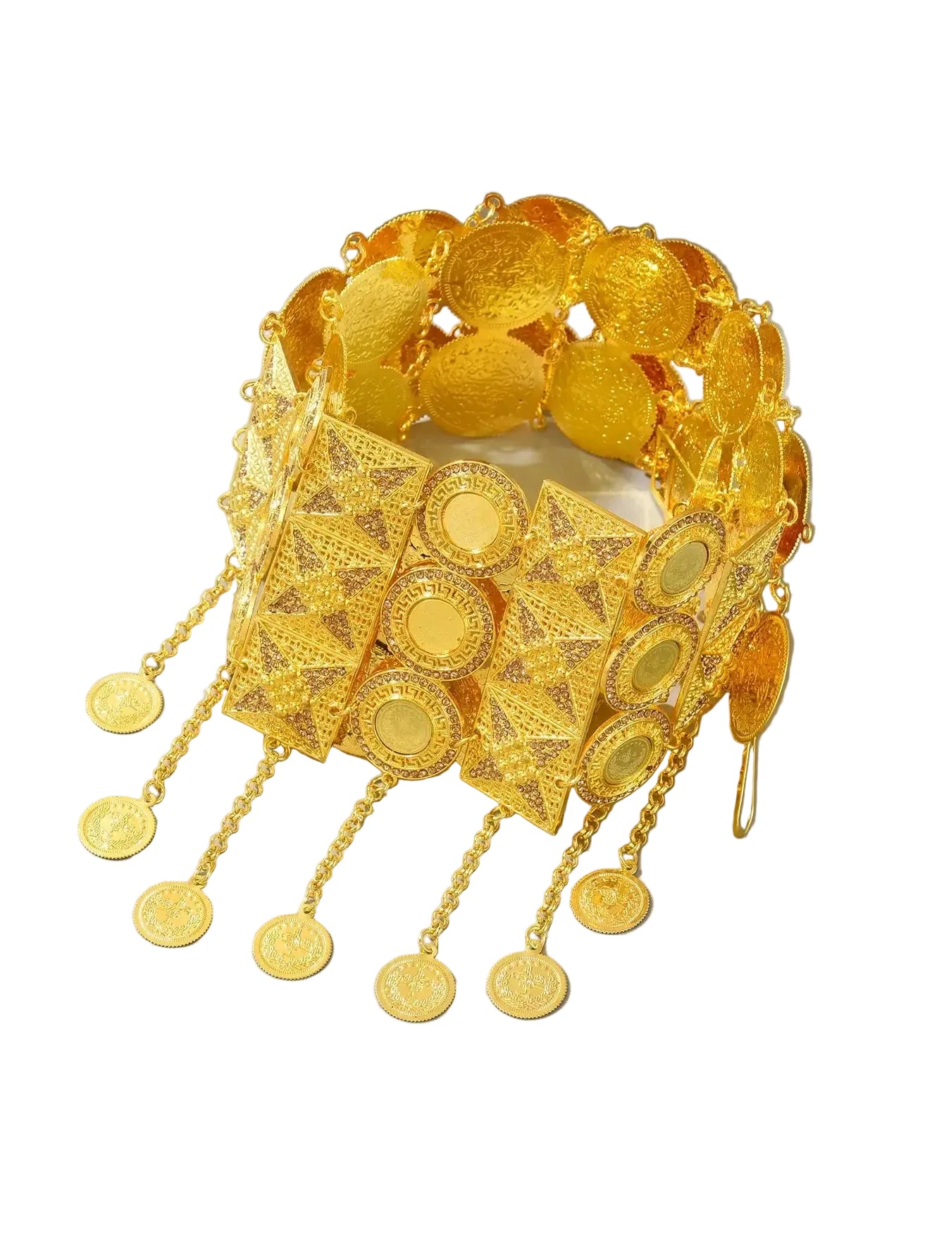 Ceinture marocaine femme dorée à pompon