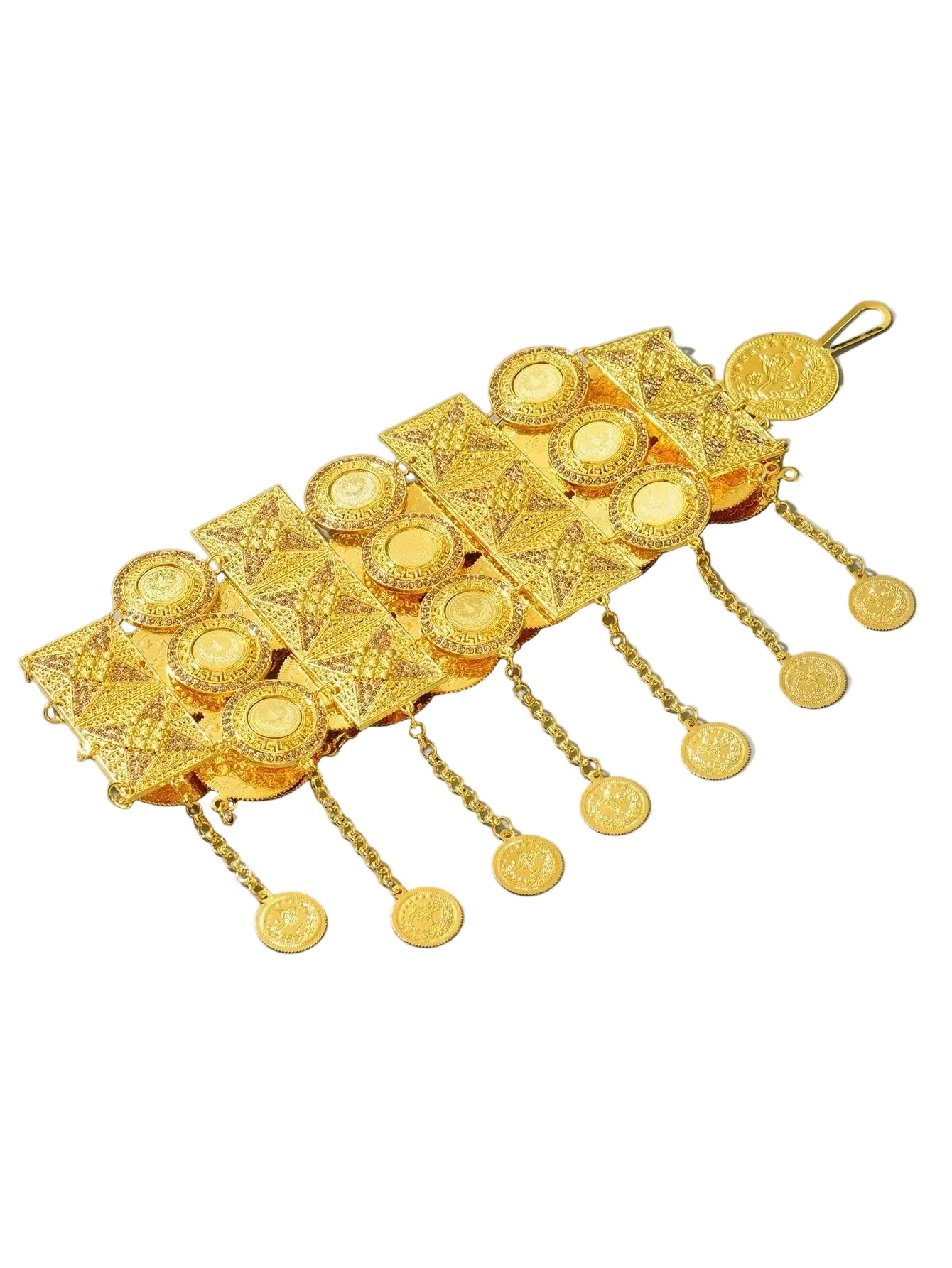 Ceinture marocaine femme dorée à pompon