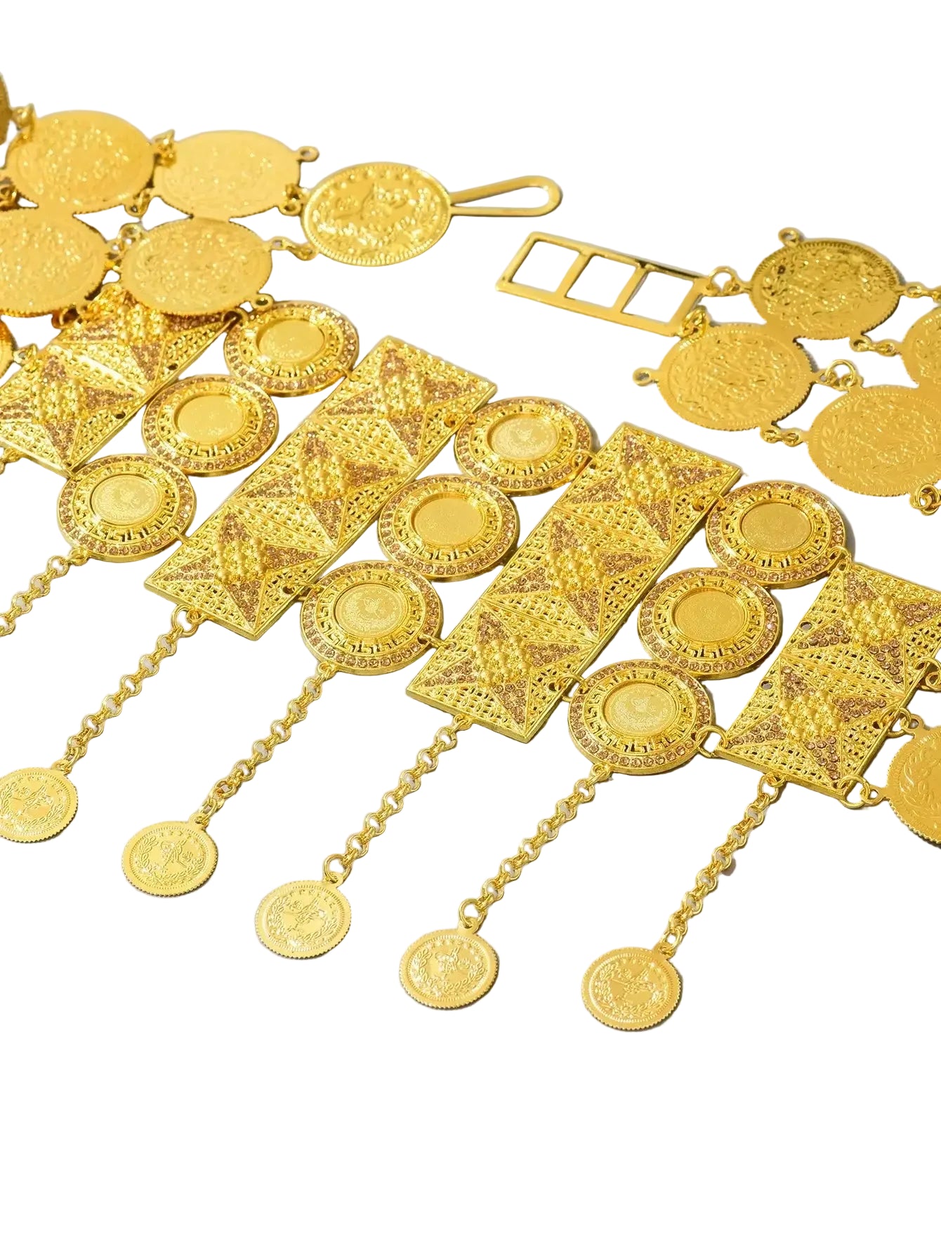 Ceinture marocaine femme dorée à pompon