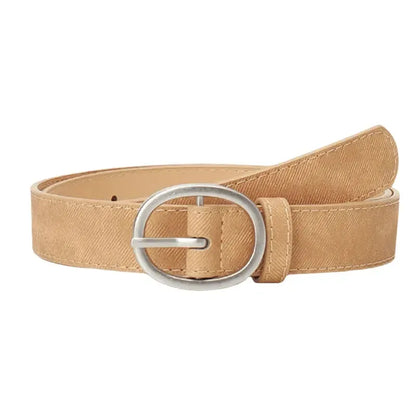 Ceinture ovale en simili cuir pour femme avec boucle à aiguille argentée