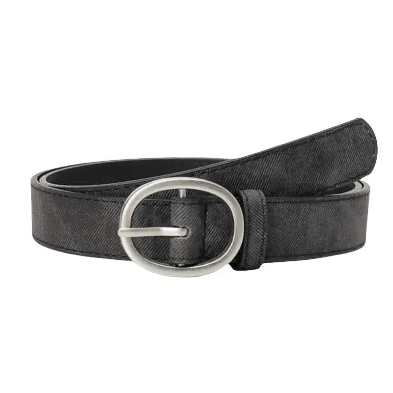 Ceinture ovale en simili cuir pour femme avec boucle à aiguille argentée
