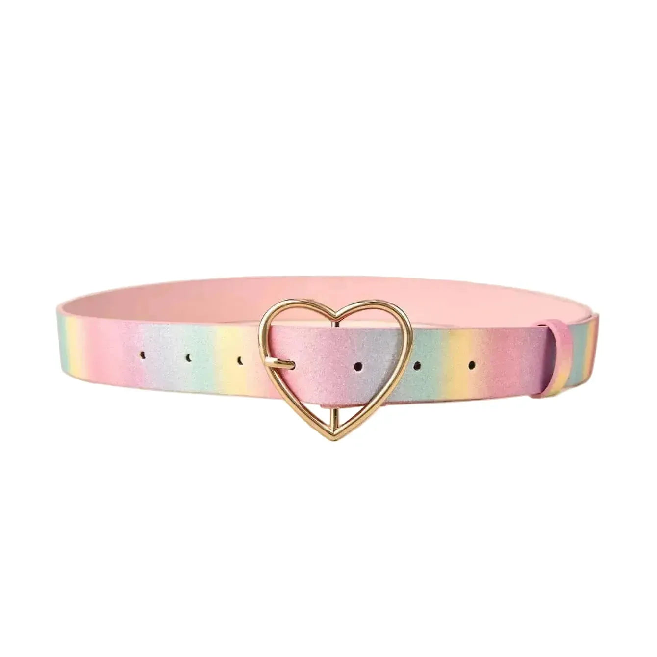 Ceinture pailletée arc-en-ciel pour femme- boucle de cœur