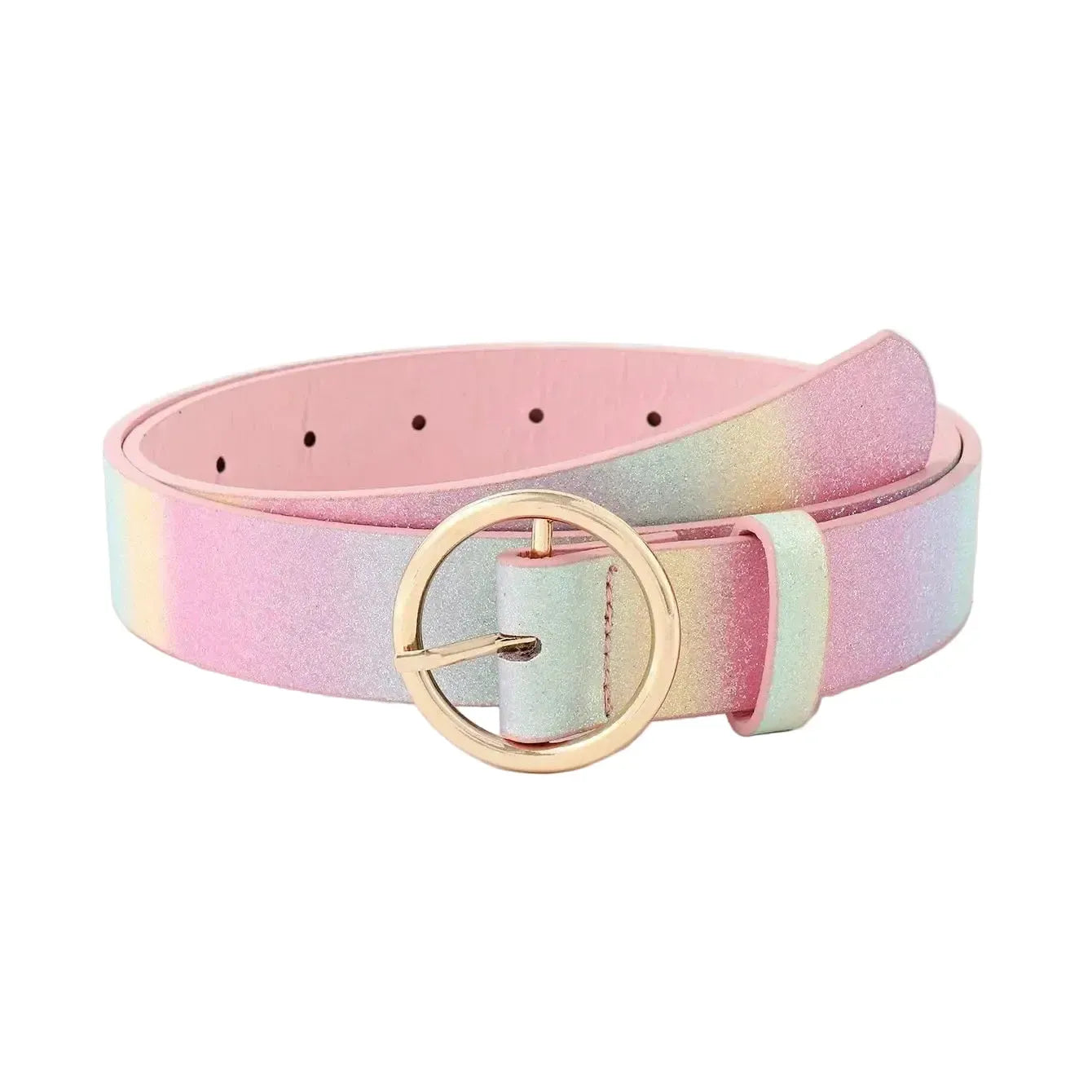 Ceinture pailletée arc-en-ciel pour femme- boucle de cœur