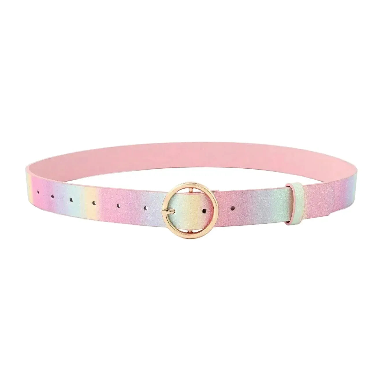 Ceinture pailletée arc-en-ciel pour femme- boucle de cœur