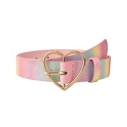 Ceinture pailletée arc-en-ciel pour femme- boucle de cœur