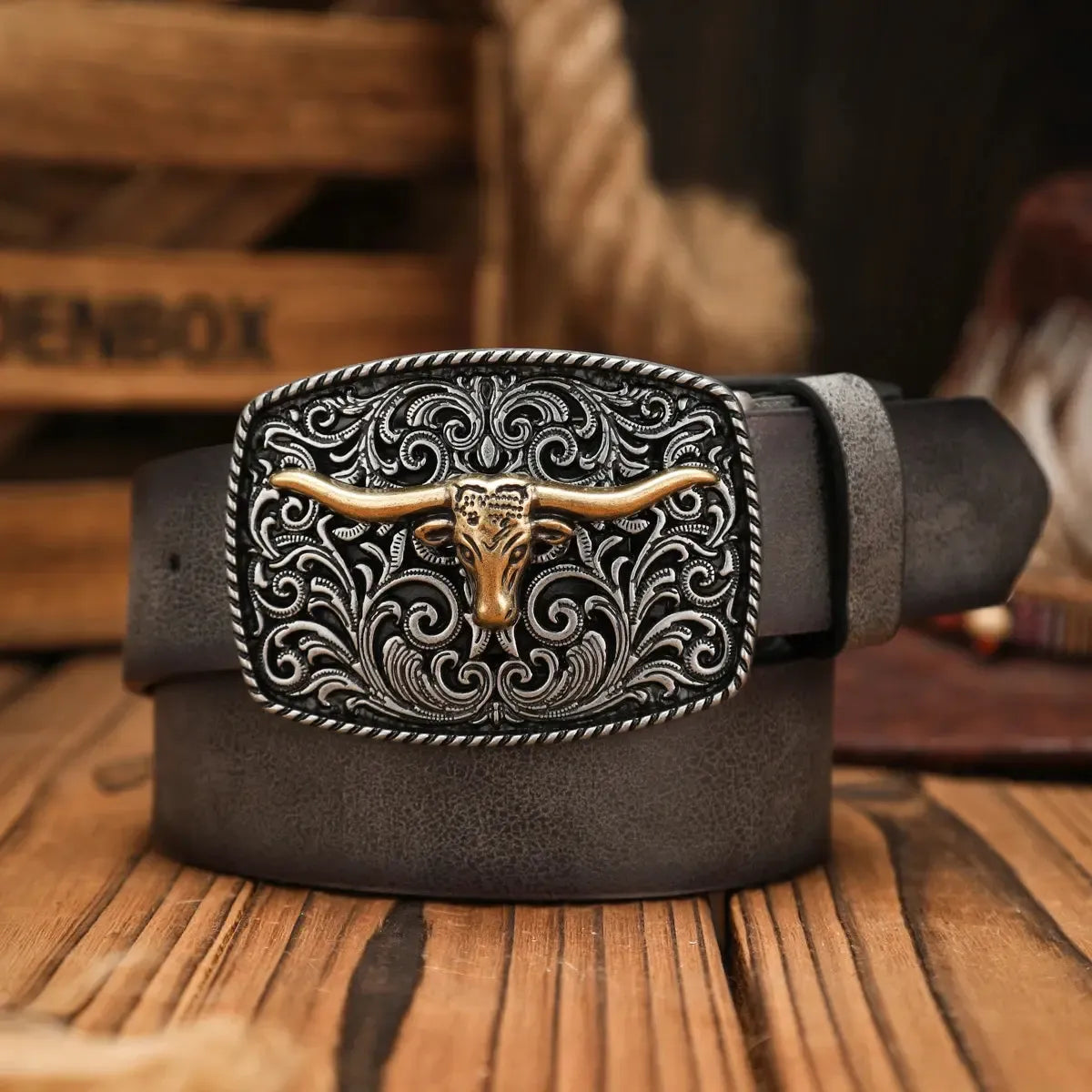 Ceinture western à motif tête de taureaux pour homme et femme