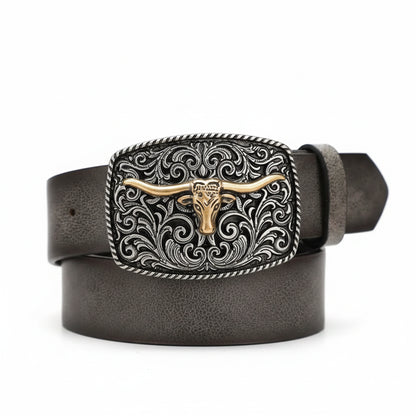 Ceinture western à motif tête de taureaux pour homme et femme