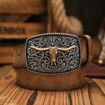 Ceinture western à motif tête de taureaux pour homme et femme - Vignette | Ceintelle