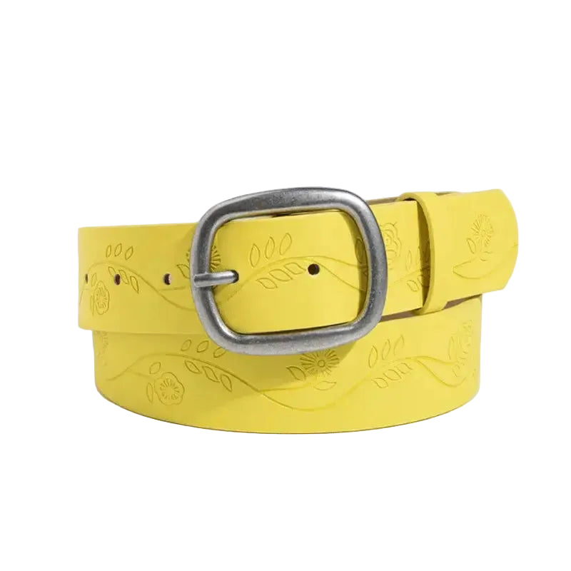 Ceinture western pour femme avec boucle ovale en argent antique