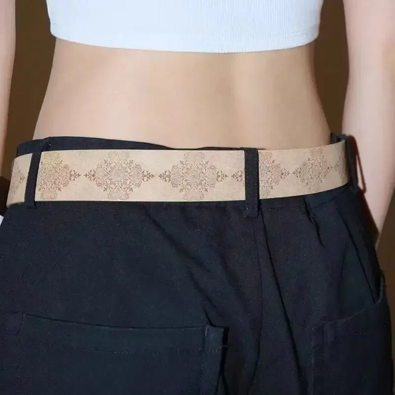 Ceinture western pour femme avec boucle ovale en argent antique