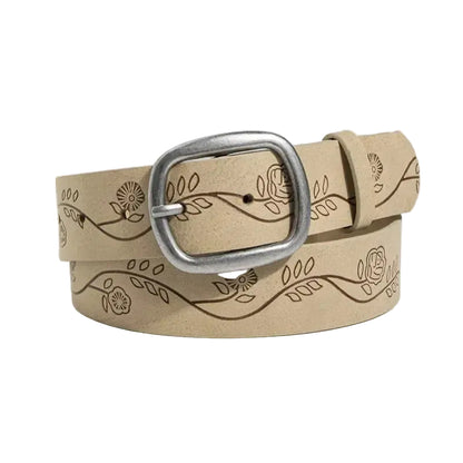Ceinture western pour femme avec boucle ovale en argent antique
