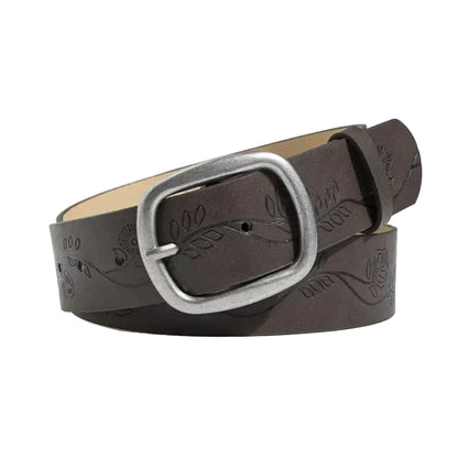 Ceinture western pour femme avec boucle ovale en argent antique