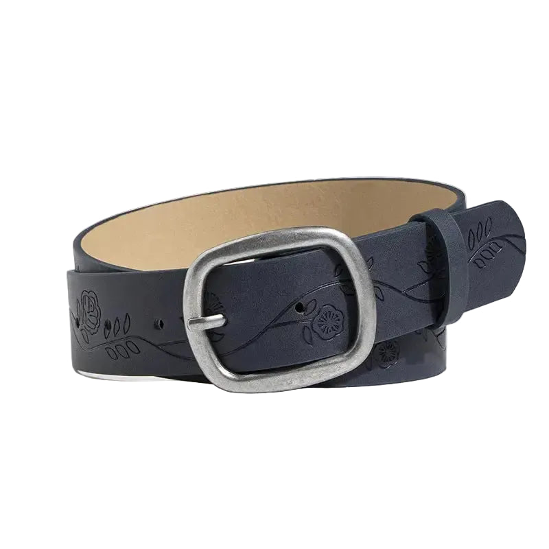 Ceinture western pour femme avec boucle ovale en argent antique
