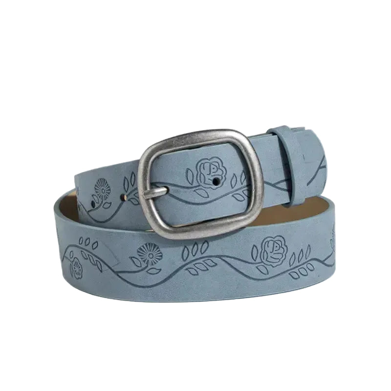 Ceinture western pour femme avec boucle ovale en argent antique