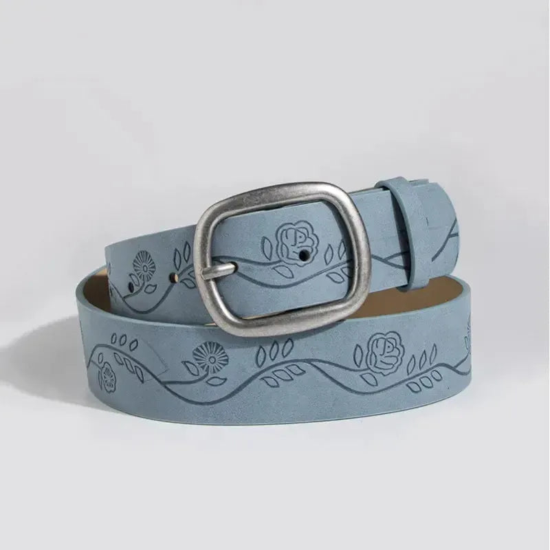 Ceinture western pour femme avec boucle ovale en argent antique