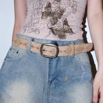 Ceinture western pour femme avec boucle ovale en argent antique - Vignette | Ceintelle