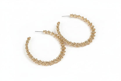 Boucles d’oreilles créoles Glam Circle – Strass grand cercle