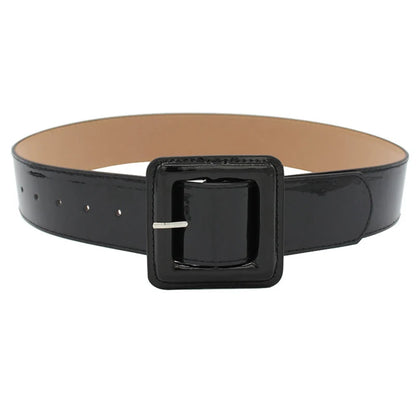 Ceinture en cuir verni brillant pour femme – Boucle carrée