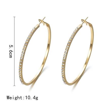Boucles d’oreilles créoles Glam Circle – Strass grand cercle