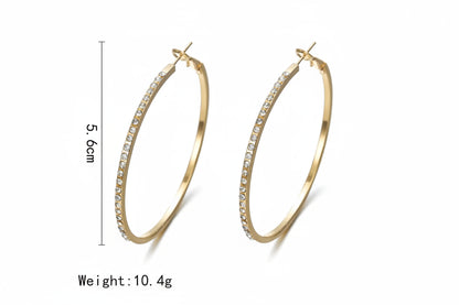 Boucles d’oreilles créoles Glam Circle – Strass grand cercle