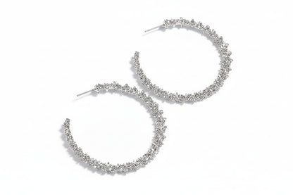 Boucles d’oreilles créoles Glam Circle – Strass grand cercle