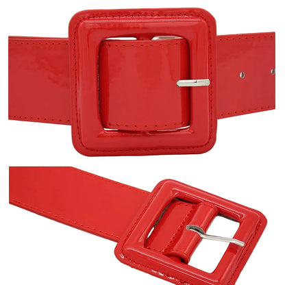 Ceinture en cuir verni brillant pour femme – Boucle carrée