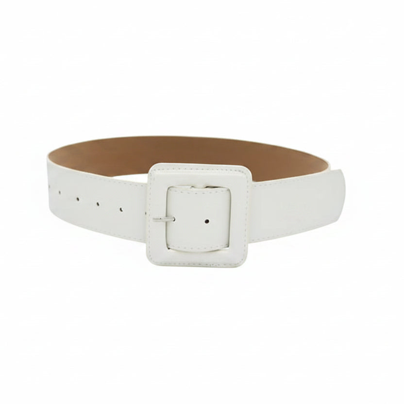 Ceinture en cuir verni brillant pour femme – Boucle carrée