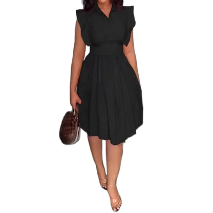 Robe midi femme unie sans manches – légère et élégante printemps-été