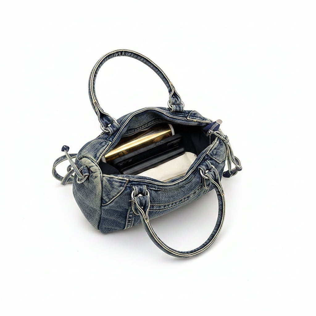 Sac en denim bleu pour femme style streetwear luxe