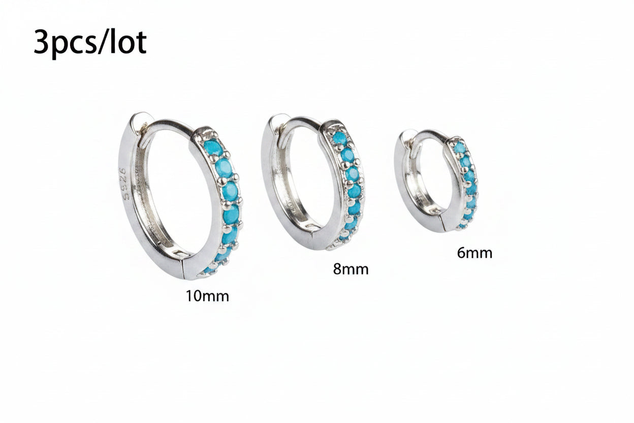 Ensemble Simple en acier inoxydable cristal petite boucle d'oreille femmes