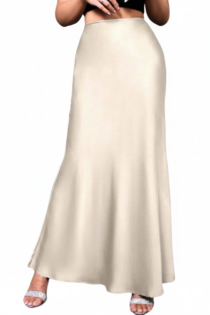 Jupe Midi Trapèze en Satin Effet Soie – Taille Haute Queue de Sirène Femme