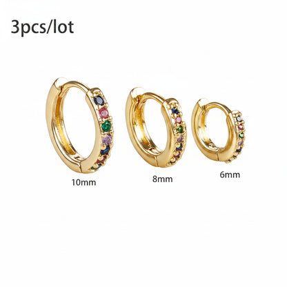 Ensemble Simple en acier inoxydable cristal petite boucle d'oreille femmes