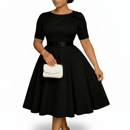 Savanna Elegance – Robe africaine moderne col rond