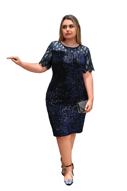 Robe grande taille à col rond avec fermeture éclair cachée