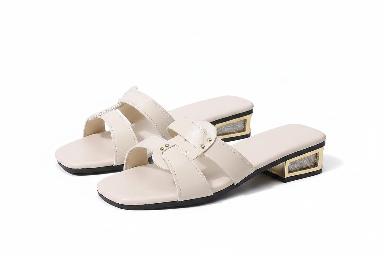 Sandales à talon épais et bout carré à brides croisées, Printemps/Été