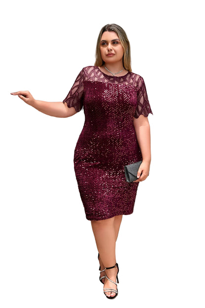 Robe grande taille à col rond avec fermeture éclair cachée
