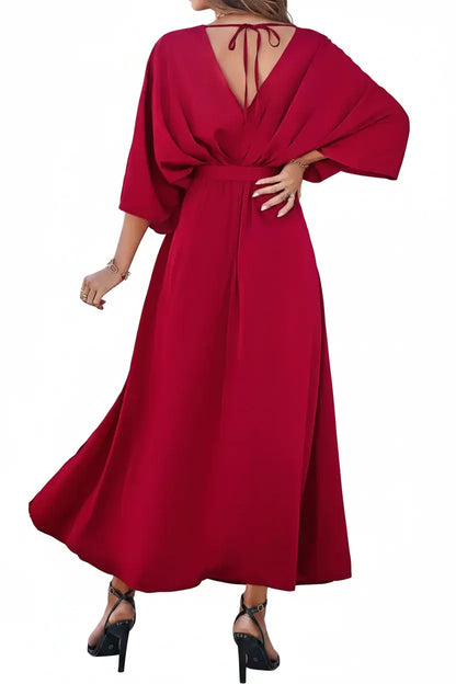 Robe Aura Chic – Coupe Ample Taille Haute Col V