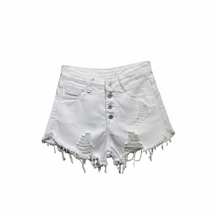 Short Jean Taille Haute Trapèze Femme – Style Coréen Ample Boutonné