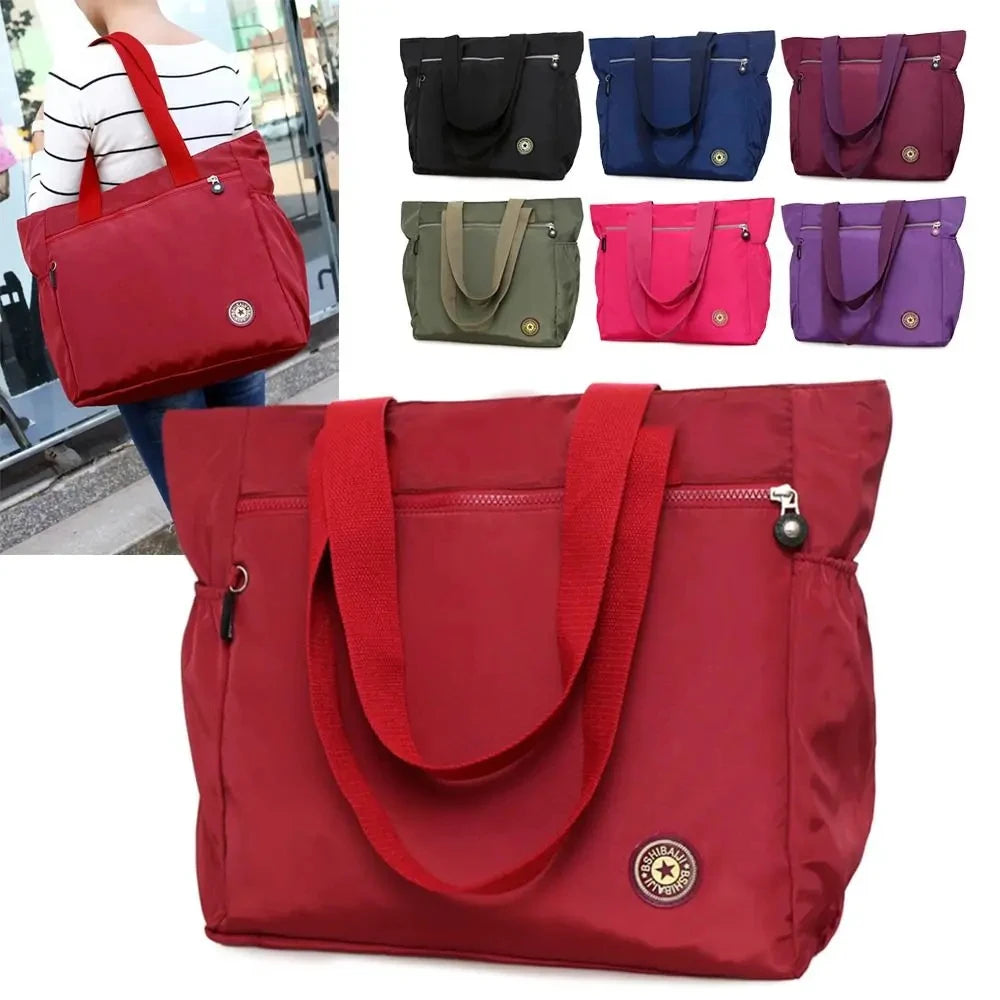 Grand Sac Cabas en Nylon Femme – Fourre-Tout Grande Capacité pour Shopping